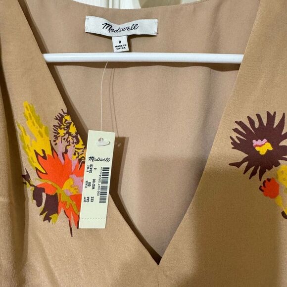 NWT Y2K Style Shabby Chic MADEWELL Sz 8 SILK NUDE POPPY DRESS  $158 Officecore - Picture 4 of 4